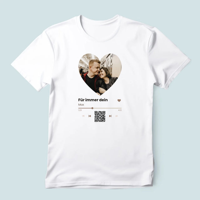 Foto Und Unterschrift: Unser Lied - Herz-Qr-Code - T-Shirt Für Herren