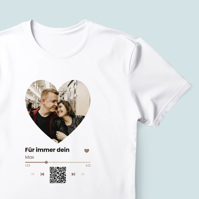 Foto Und Unterschrift: Unser Lied - Herz-Qr-Code - T-Shirt Für Herren