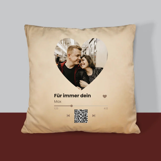Foto Und Unterschrift: Unser Lied - Herz-Qr-Code - Kissen