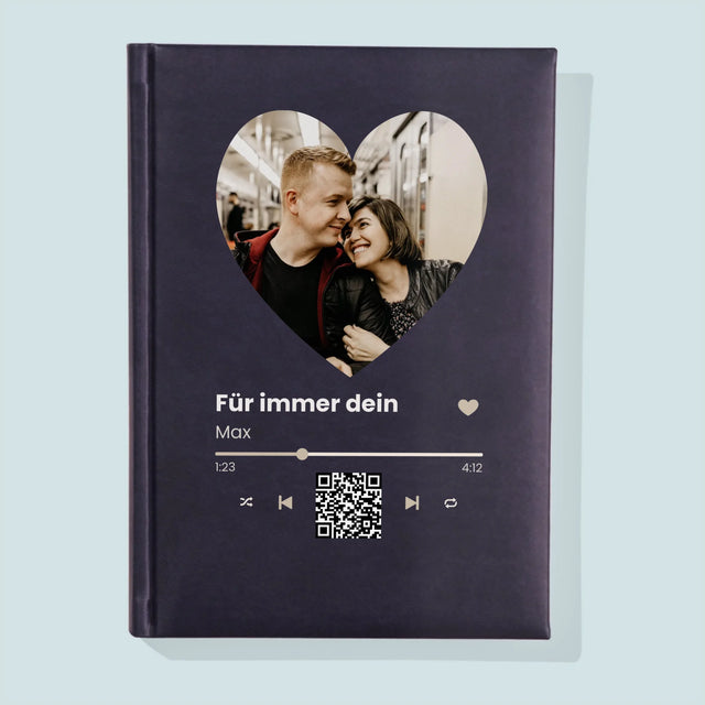 Foto Und Unterschrift: Unser Lied - Herz-Qr-Code - Notizbuch