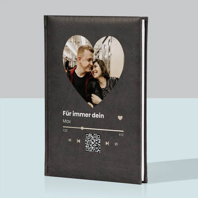 Foto Und Unterschrift: Unser Lied - Herz-Qr-Code - Notizbuch