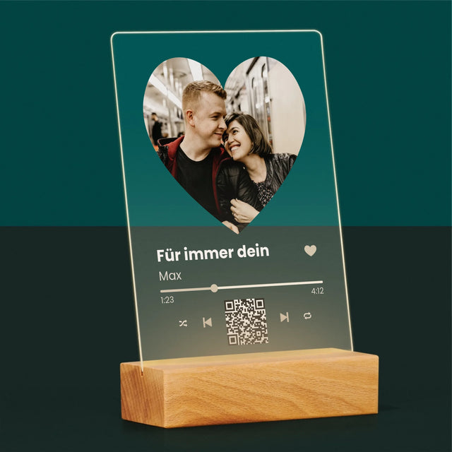 Foto Und Unterschrift: Unser Lied - Herz-Qr-Code - Druck Auf Acrylglas