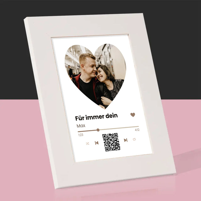 Foto Und Unterschrift: Unser Lied - Herz-Qr-Code - Bilderrahmen