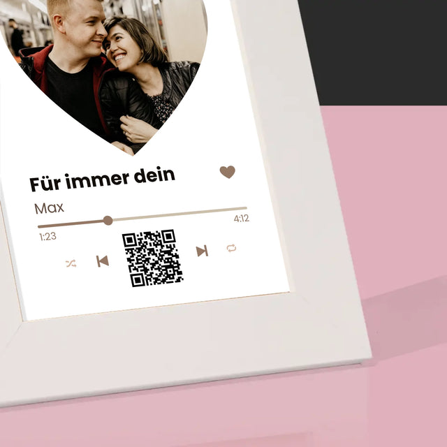 Foto Und Unterschrift: Unser Lied - Herz-Qr-Code - Bilderrahmen