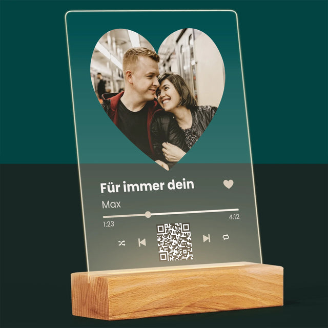 Foto Und Unterschrift: Unser Lied - Herz-Qr-Code - Druck Auf Acrylglas