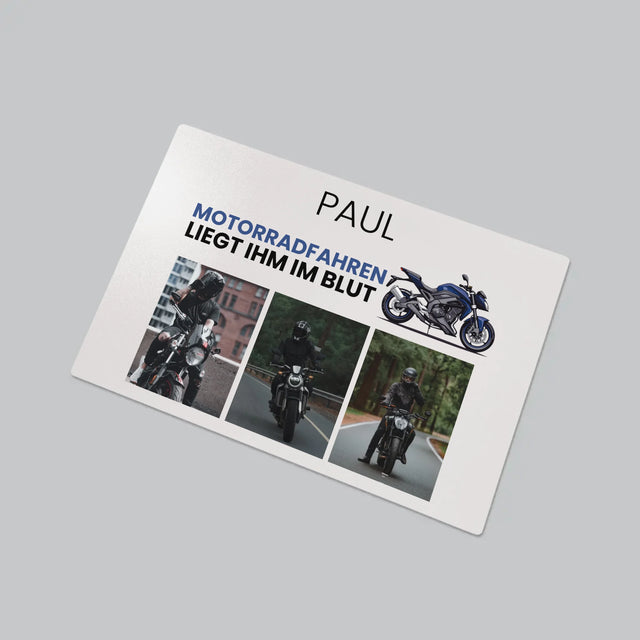 Fotocollage: Motorradfahren Liegt Ihm Im Blut - Schreibtischunterlage
