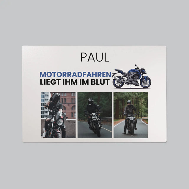 Fotocollage: Motorradfahren Liegt Ihm Im Blut - Schreibtischunterlage