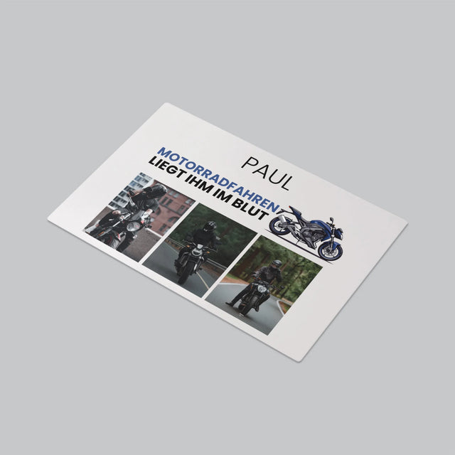 Fotocollage: Motorradfahren Liegt Ihm Im Blut - Schreibtischunterlage