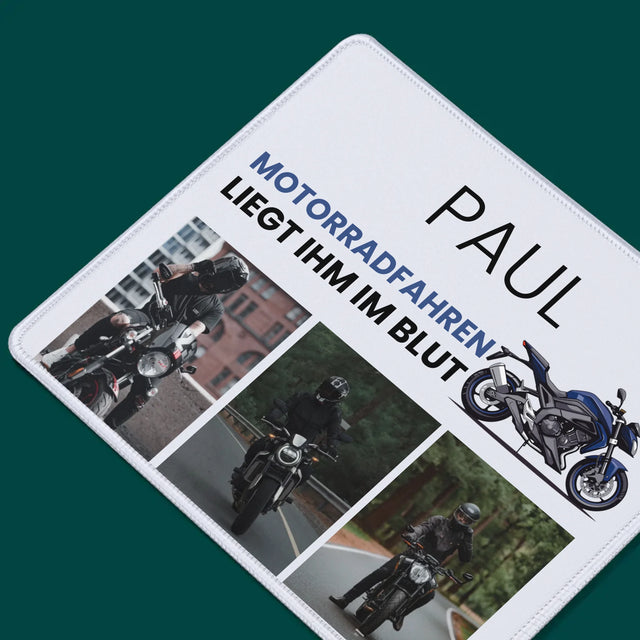 Fotocollage: Motorradfahren Liegt Ihm Im Blut - Mauspad
