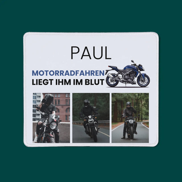 Fotocollage: Motorradfahren Liegt Ihm Im Blut - Mauspad