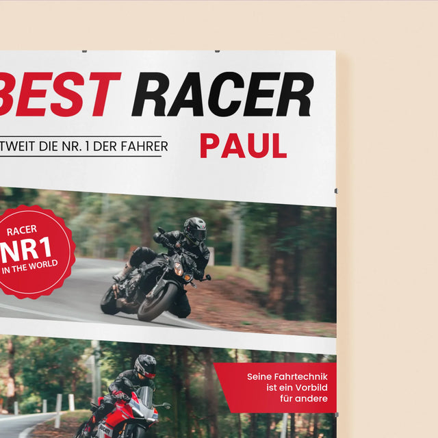 Magazin-Cover: Bester Rennfahrer - Poster