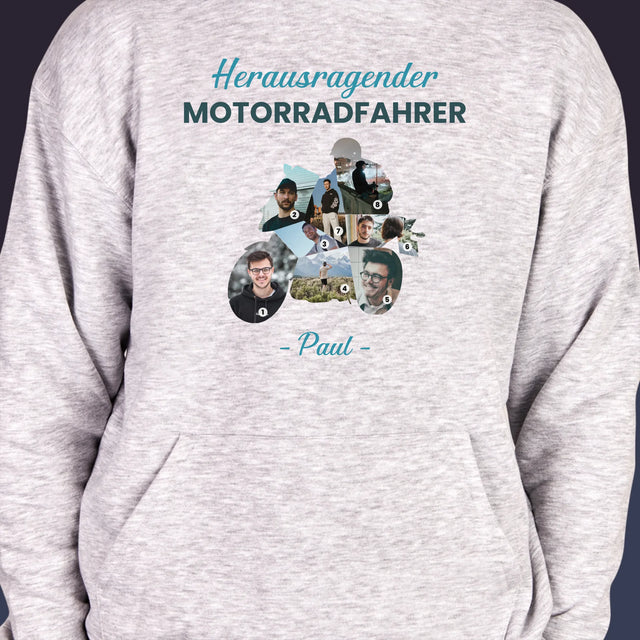 Form-Collage: Herausragender Motorradfahrer - Kapuzenpullover Für Herren