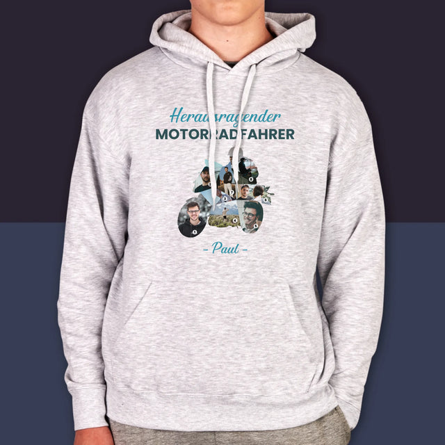 Form-Collage: Herausragender Motorradfahrer - Kapuzenpullover Für Herren