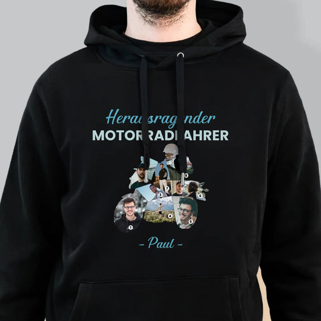Form-Collage: Herausragender Motorradfahrer - Kapuzenpullover Für Herren