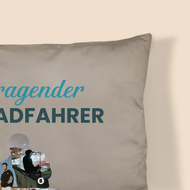 Form-Collage: Herausragender Motorradfahrer - Kissen