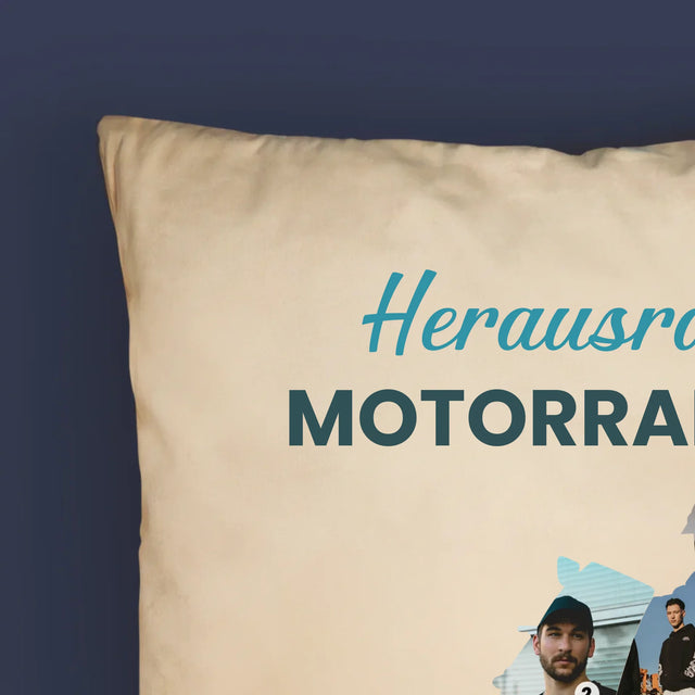 Form-Collage: Herausragender Motorradfahrer - Kissen