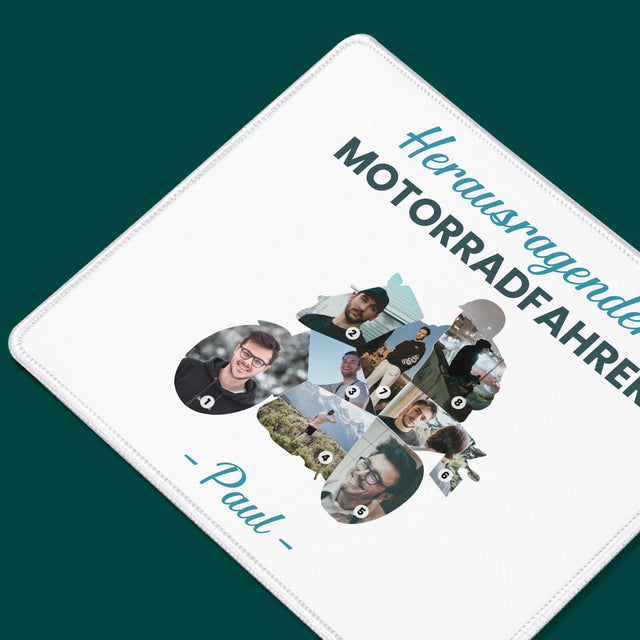 Form-Collage: Herausragender Motorradfahrer - Mauspad
