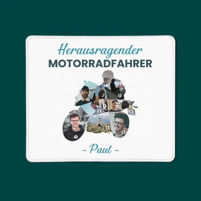Form-Collage: Herausragender Motorradfahrer - Mauspad