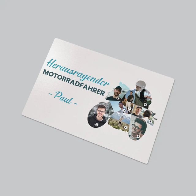 Form-Collage: Herausragender Motorradfahrer - Schreibtischunterlage