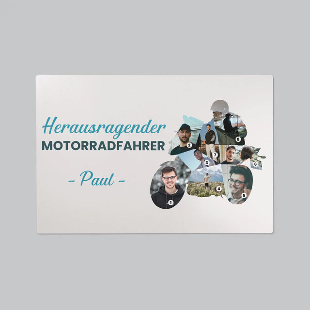 Form-Collage: Herausragender Motorradfahrer - Schreibtischunterlage