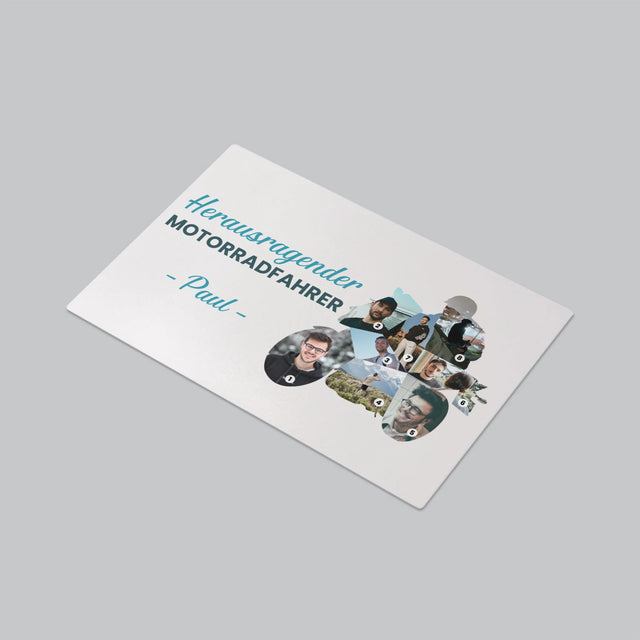 Form-Collage: Herausragender Motorradfahrer - Schreibtischunterlage