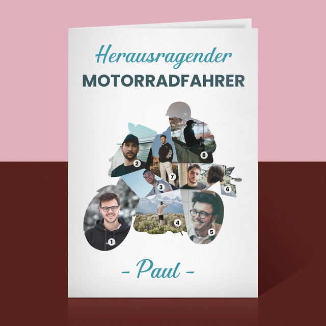 Form-Collage: Herausragender Motorradfahrer - Glückwunschkarte