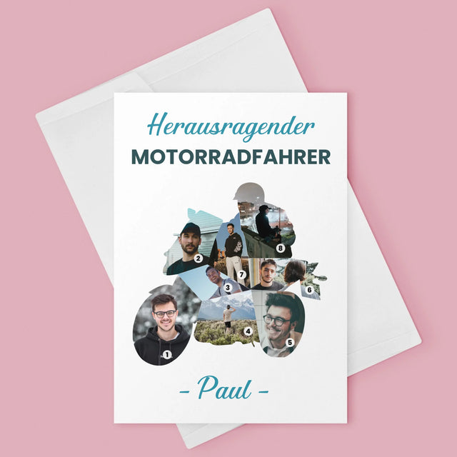 Form-Collage: Herausragender Motorradfahrer - Glückwunschkarte
