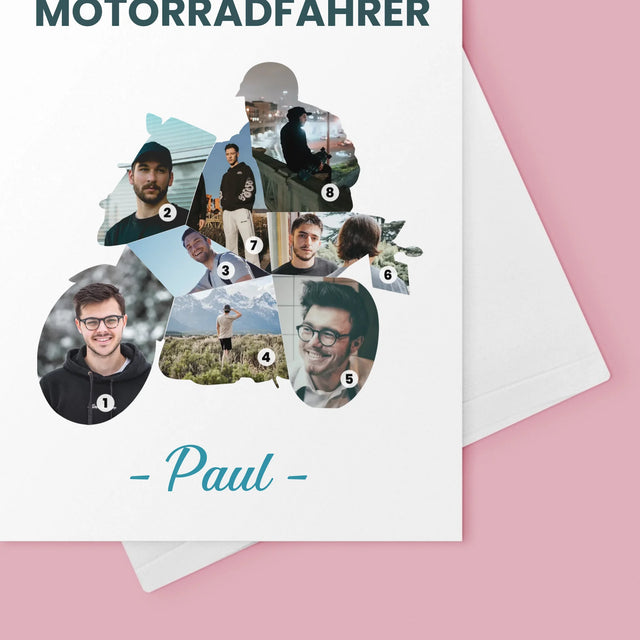 Form-Collage: Herausragender Motorradfahrer - Glückwunschkarte