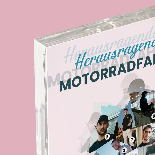 Form-Collage: Herausragender Motorradfahrer - Druck Auf Acrylglas