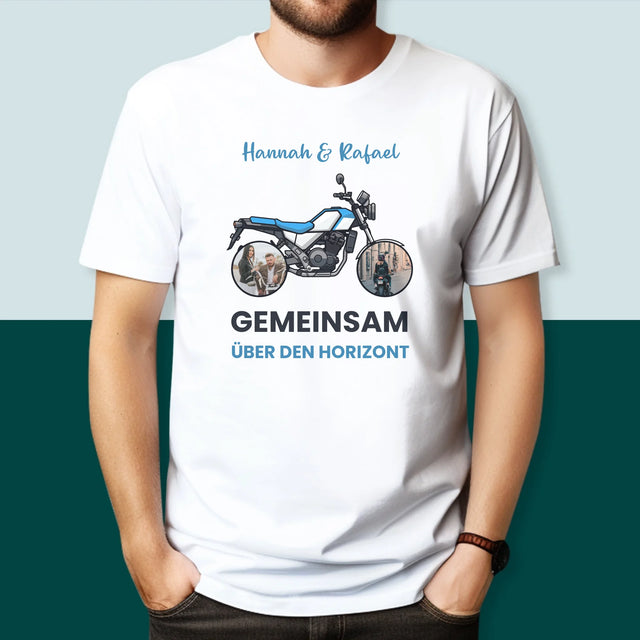 Fotocollage: Gemeinsam Über Den Horizont - T-Shirt Für Herren