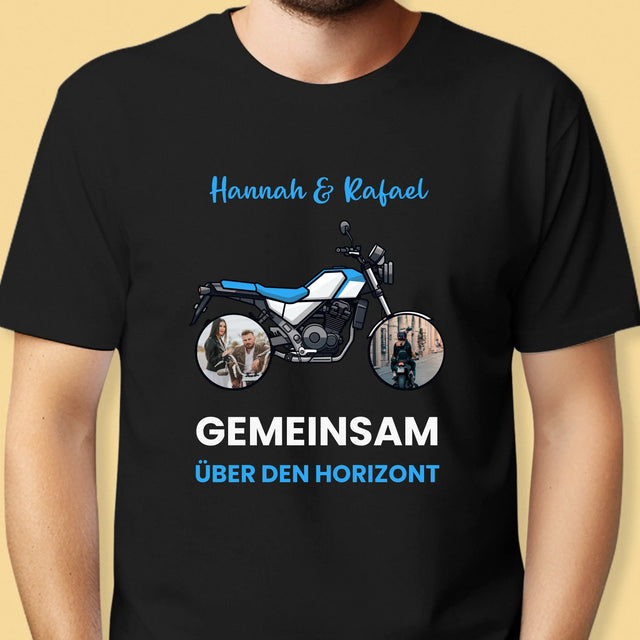 Fotocollage: Gemeinsam Über Den Horizont - T-Shirt Für Herren