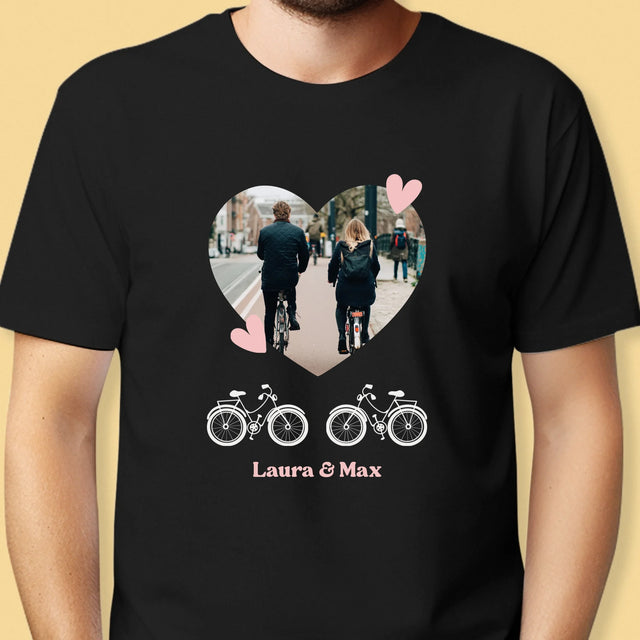 Foto Und Unterschrift: Radfahrerpaar - T-Shirt Für Herren