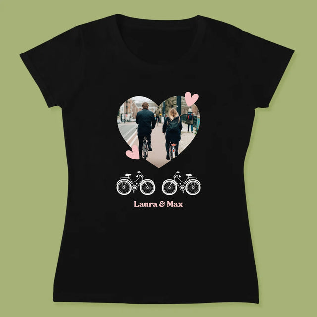 Foto Und Unterschrift: Radfahrerpaar - T-Shirt Für Damen