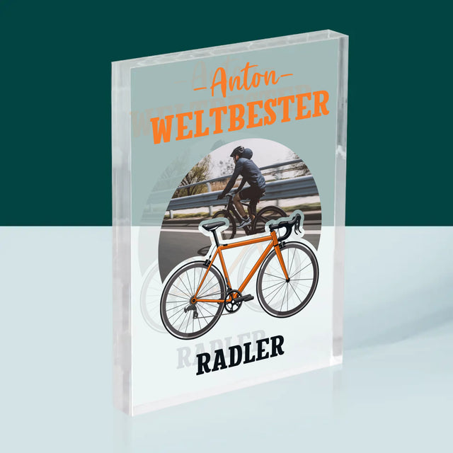 Foto Und Unterschrift: Der Weltbeste Radler - Druck Auf Acrylglas