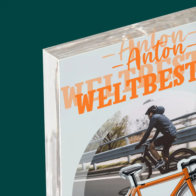 Foto Und Unterschrift: Der Weltbeste Radler - Druck Auf Acrylglas