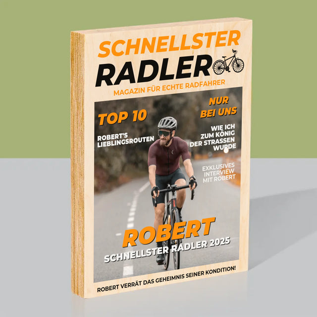 Magazin-Cover: Der Schnellste Radler - Druck Auf Holz