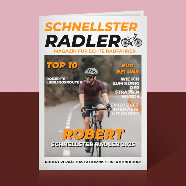 Magazin-Cover: Der Schnellste Radler - Glückwunschkarte