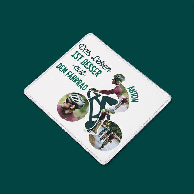 Form-Collage: Das Leben Ist Besser Auf Dem Fahrrad - Mauspad
