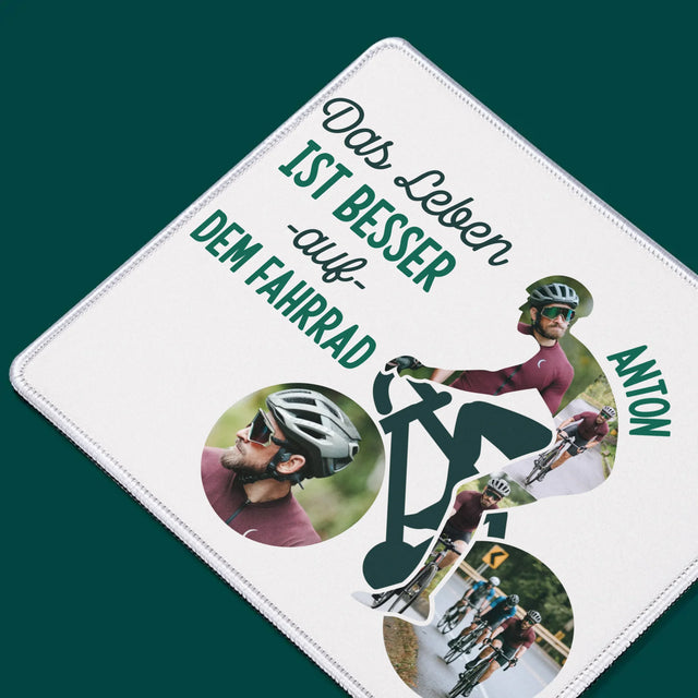 Form-Collage: Das Leben Ist Besser Auf Dem Fahrrad - Mauspad