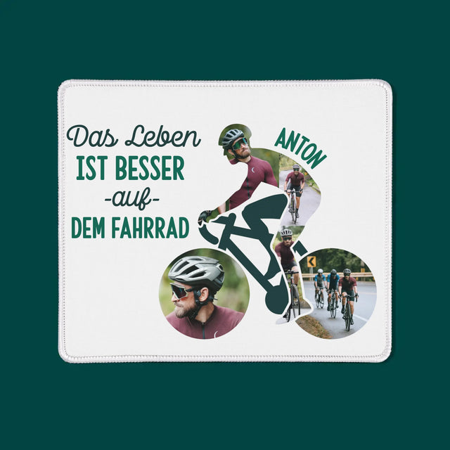 Form-Collage: Das Leben Ist Besser Auf Dem Fahrrad - Mauspad