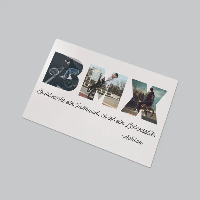 Buchstaben-Collage: Bmx - Schreibtischunterlage