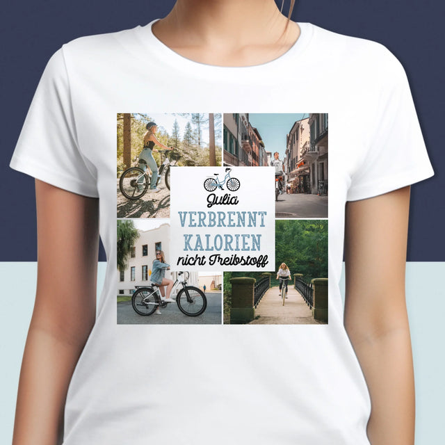 Fotocollage: Verbrennt Kalorien, Nicht Treibstoff - T-Shirt Für Damen