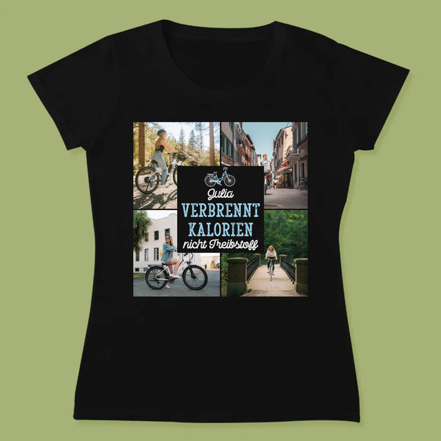 Fotocollage: Verbrennt Kalorien, Nicht Treibstoff - T-Shirt Für Damen