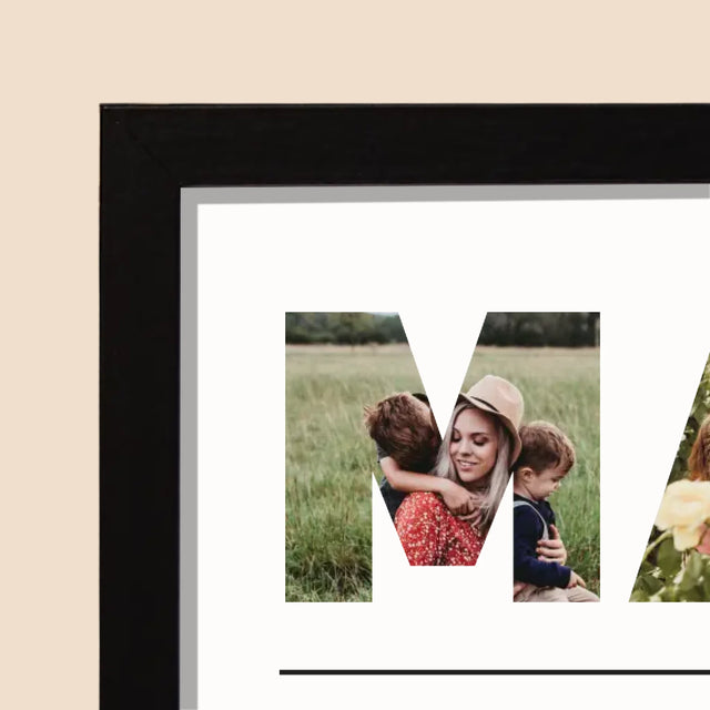 Buchstaben-Collage: Mama - Druck Mit Rahmen 20X40
