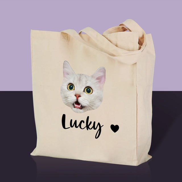 Dein Charakter: Dein Katzenkopf - Canvas Tasche mit Aufdruck | DE