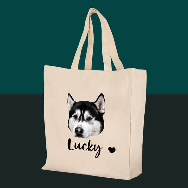 Dein Charakter: Der Kopf deines Hundes – Canvas-Tasche mit Aufdruck | DE
