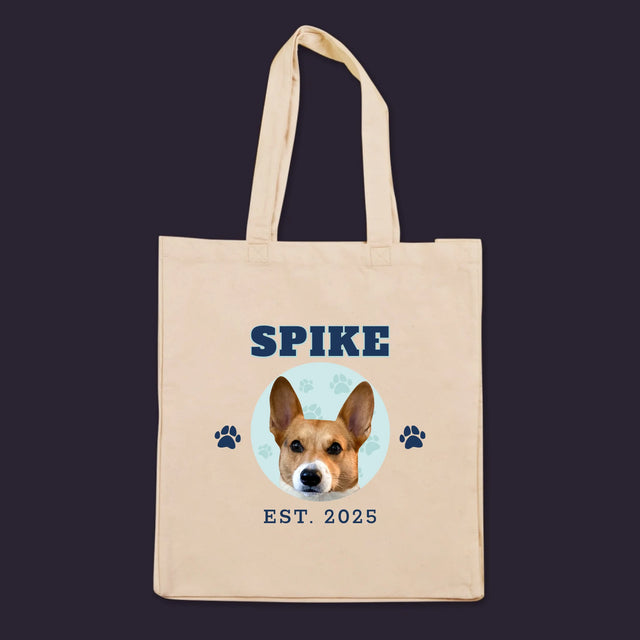 Dein Charakter: Dein Hund Varsity – Bedruckte Canvas-Tasche | DE