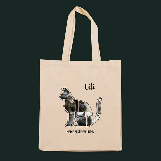 Form aus Bildern: Der beste Freund der Katze – bedruckte Canvas-Tasche | DE