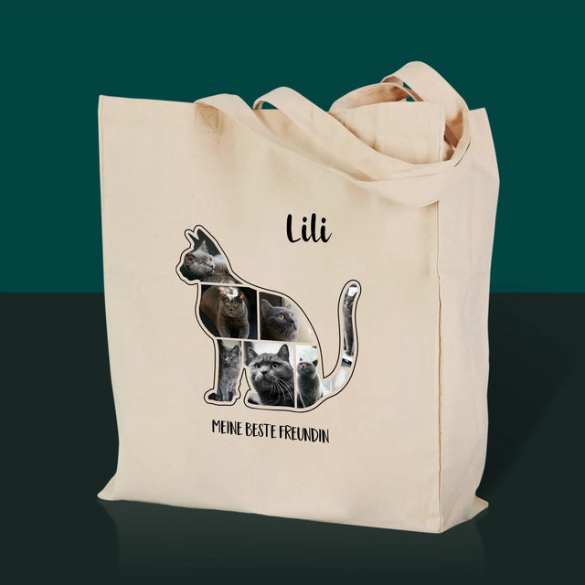 Form aus Bildern: Der beste Freund der Katze – bedruckte Canvas-Tasche | DE