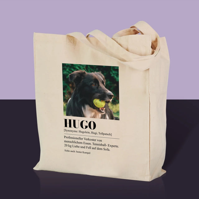 Foto und Bildunterschrift: Schülerdefinition – Canvas-Tasche mit Aufdruck | DE